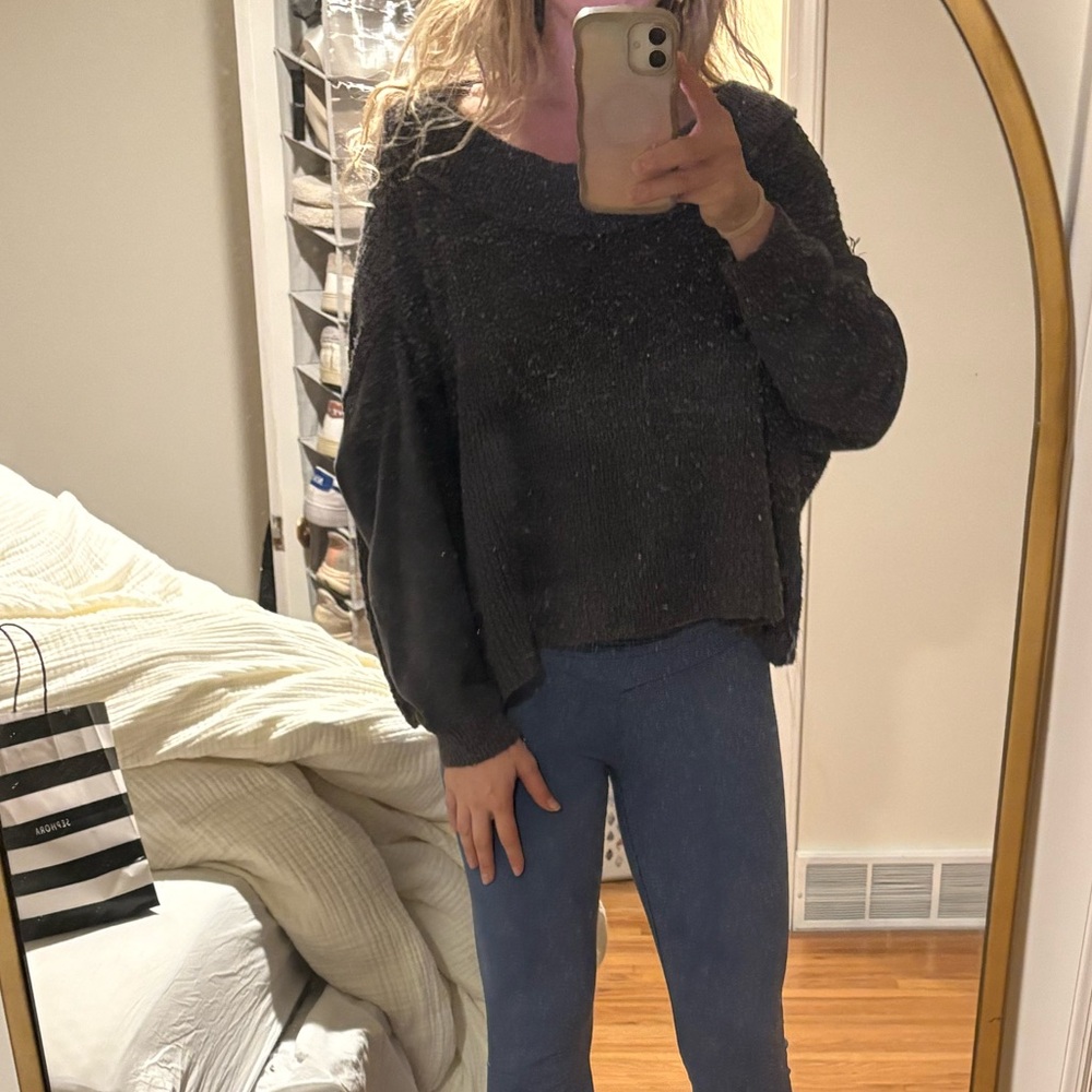 Free people off the shoulder boxy knitted sweater